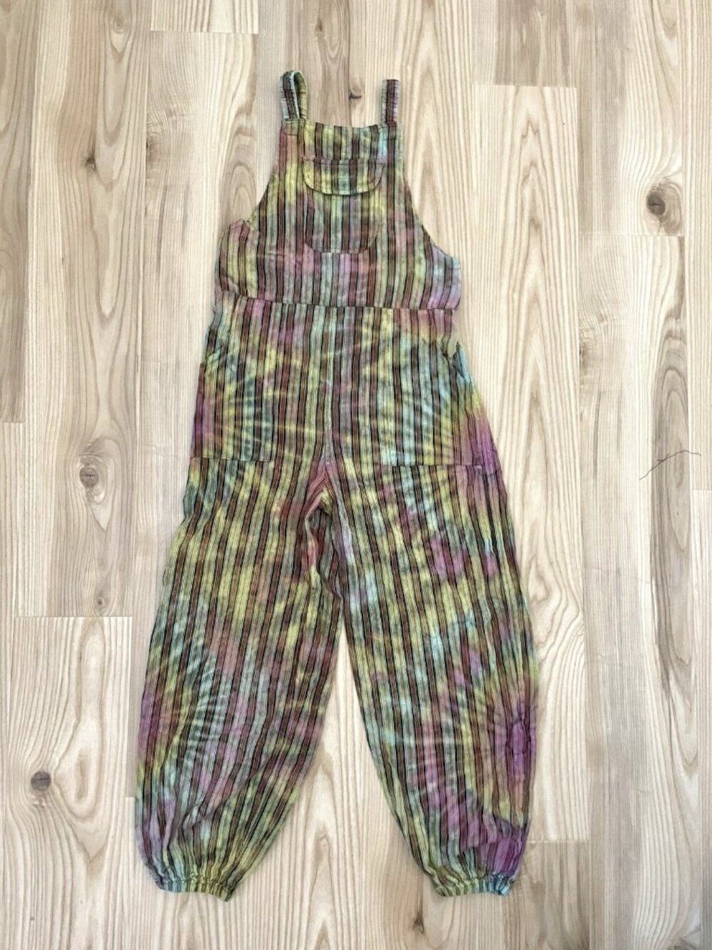 JAYLI Hippie Festival Gypsy Colorful Tie Dye Overalls Jumpsuit One Piece size XL